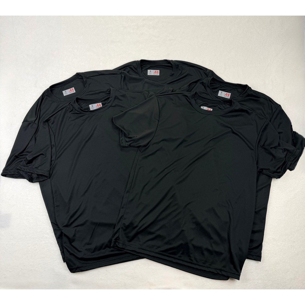 5 Pack A4 Mens N3142 Dri-Fit Performance Athletic T-Shirts Black Small